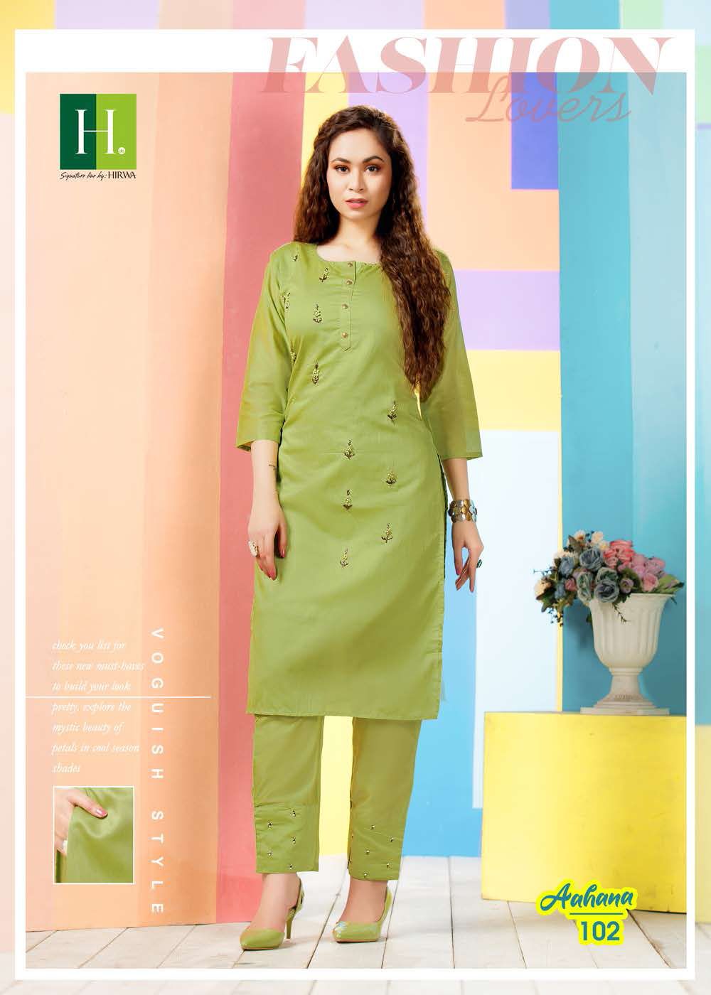 Hirwa Aahana Fancy Ethnic Wear Silk Kurti with Bottom Collection